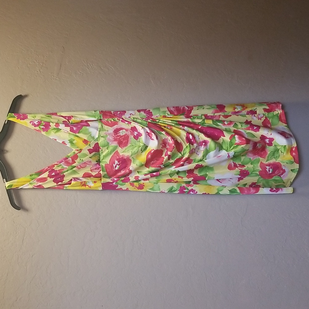 RALPH LAUREN DRESS, Sz 12, Midi, Floral W/gather At Hip, EUC, # 2531